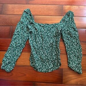 Reformation Green Floral Blouse